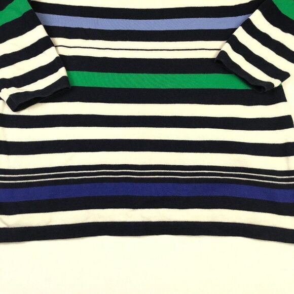 Talbots Cotton Nautical Sweater Striped 3/4 Sleeve Crew Neck Pullover PM Petites - Picture 2 of 11